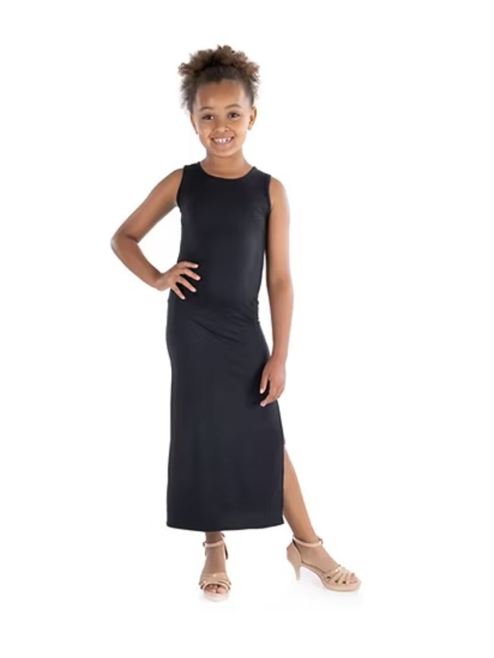 Girl's 24sevenkid Sleeveless Maxi Dress with Side Slit - Black - Large - NWT